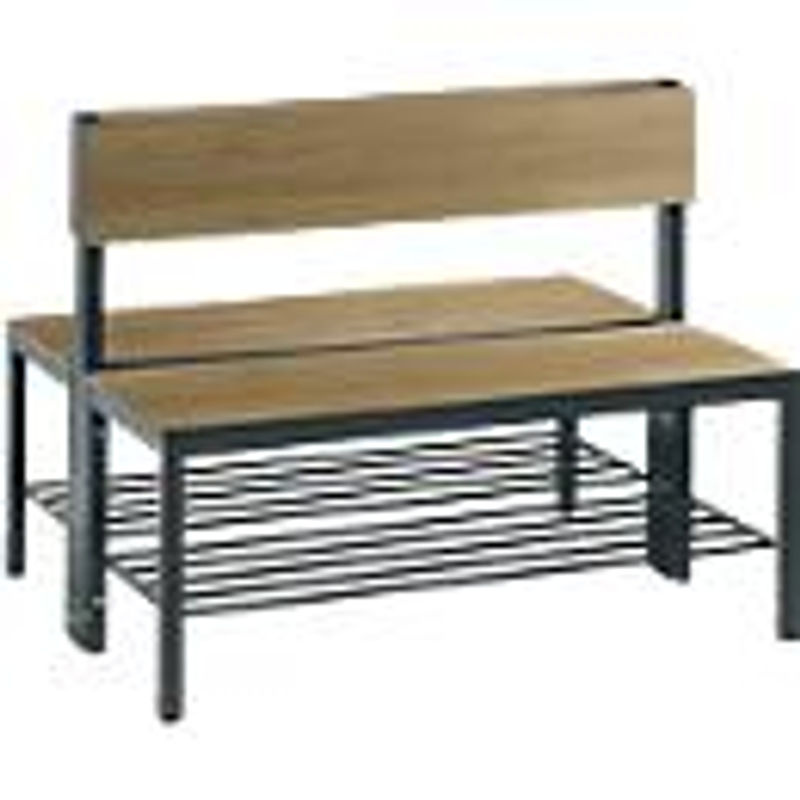 C+P Sitzbank Basic Plus doppelseitig mit Rückenlehne und Schuhrost, Dekor Eiche Sereno, Gestell Schwarzgrau, H: 79,6 cm, B: 100,0 cm, T: 76,0 cm - Bild 2
