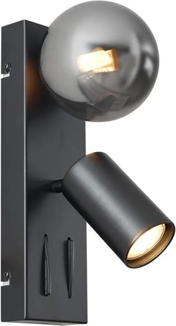 QAZQA Moderne Wandleuchte Lesly in Schwarz, 2-flammig und neigbar mit USB-C Anschluss - Bild 1