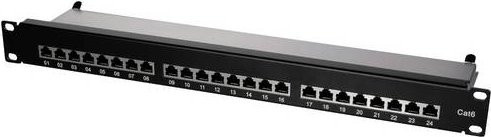 LogiLink NP0048 Patchpanel CAT 6 mit 24 Ports, Schwarz, 1 HE, Breite: 483 mm - Bild 1
