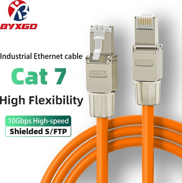 BYXGD Cat7 Ethernet-LAN-Kabel in Orange, abgeschirmtes Netzwerkkabel mit 10Gbps und Anti-EMI-Schutz für industrielle Umgebungen - Bild 1