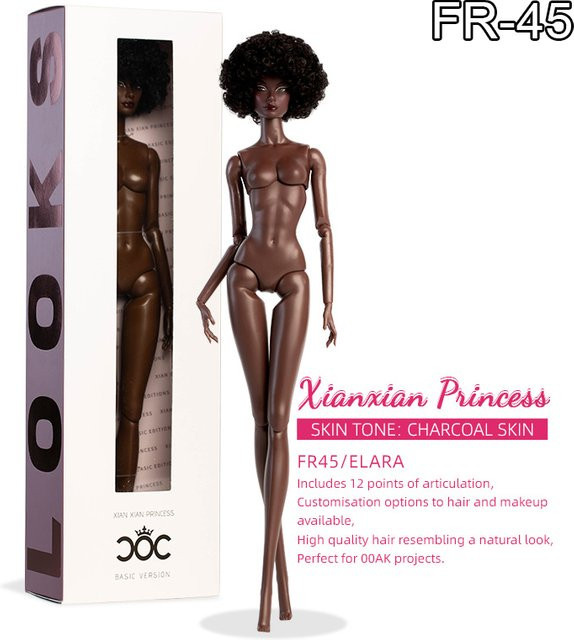 Xianxian Princess Supermodel-Puppe, Mädchenpuppe, Dunkle Haut, Braunes Haar, 12 Bewegliche Gelenke - Bild 1