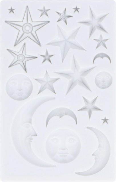 TOMTOP JMS Silikon Fondantform mit Stern, Mond und Gesicht in Weiß, Antihaftbeschichtet und Wiederverwendbar - Bild 1