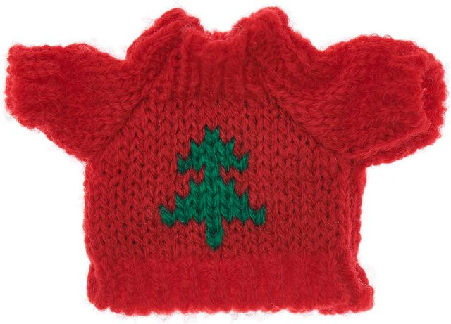 Rico Design Miniatur Strickpullover Tanne rot-grün Wichteltür Strickmuster - Bild 1