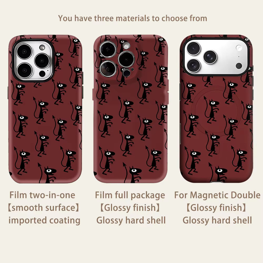 Robuste Handyhülle mit verspieltem Katzenmotiv von Potdemiel für iPhone 17 16 15 14 13 Pro Max Plus, Magnetisch, Schwarz - Bild 2