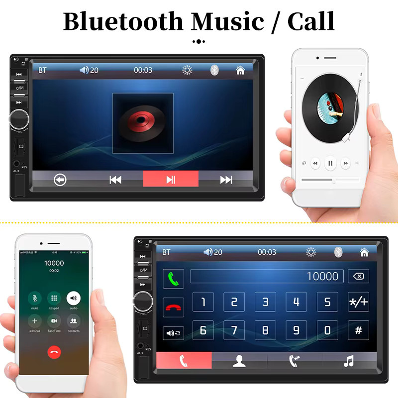 Hippcron 1DIN Multimedia MP5-Player Autoradio mit 7 Zoll HD-Touchscreen, Bluetooth, USB, Aux-Eingang, Mirror Link und Kameraunterstützung in Schwarz - Bild 4