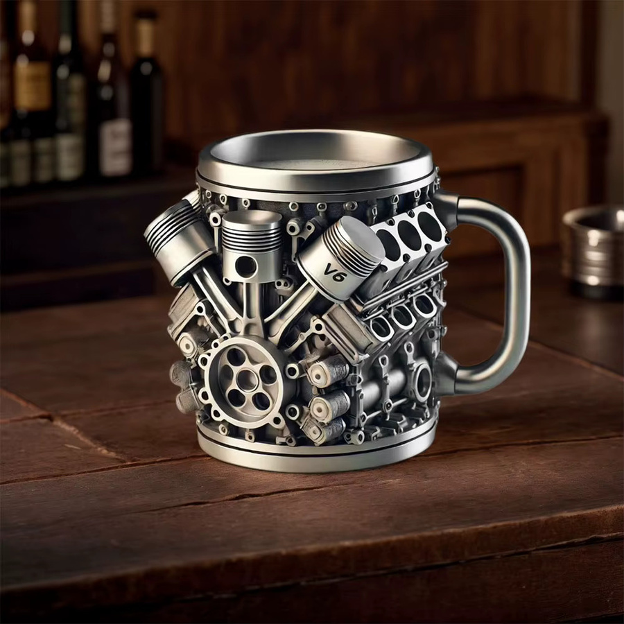 Alloet Kaffeetasse in Autoform aus Edelstahl, Silber - Bild 2