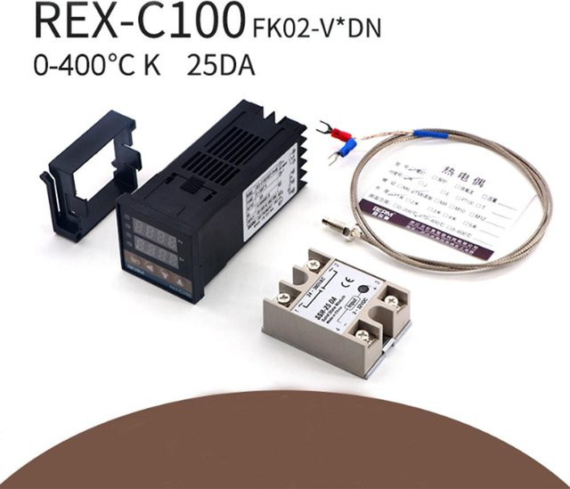 REX C100FK02 V*DN Intelligenter Temperaturregler mit SSR-Ausgang, SSR 25 DA und M6 1M Kabel, 3er Set, schwarz - Bild 1