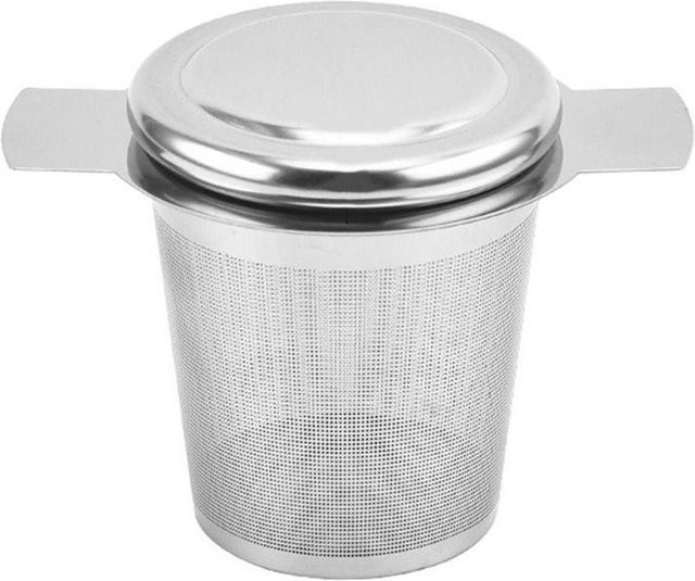 Baizhou Teesieb aus Edelstahl mit feinem Netz als Deckel für Teekannen und Kaffeekannen, Weiß/Silber - Bild 1