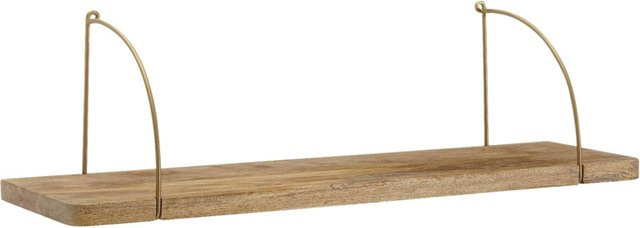 Wohnling Wandregal aus Mangoholz und Eisen in Braun, B/H/T: 80 x 25 x 22 cm - Bild 1