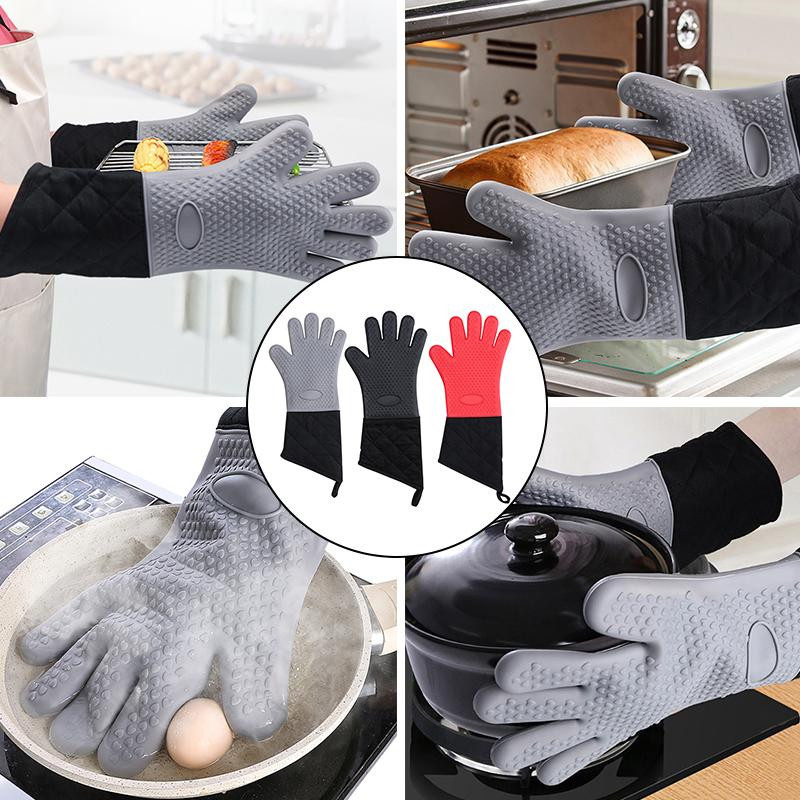 Hitzebeständige Silikon Mikrowellenhandschuhe und Grillhandschuhe von Wipon in Schwarz oder Rot - Bild 4