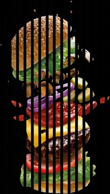 FN Acustico Akustikplatte Burger in Bunt, modernem Design, aus PET und MDF, B/H/T: 113,3 x 199,5 x 1,9 cm - Bild 1