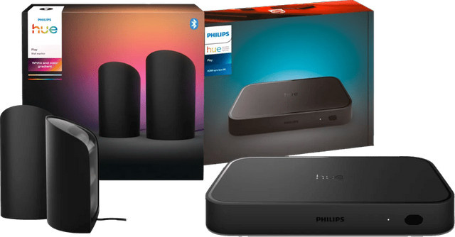 Philips Hue Play Wall Washer Schwarz Doppelpack mit HDMI Sync Box 8K LED Set - Bild 1