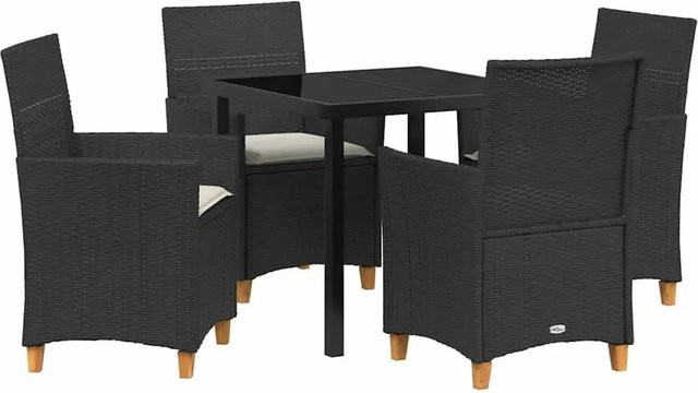 vidaXL Garten Essgruppe 5-teilig aus Poly-Rattan und Glas in Schwarz - Bild 1