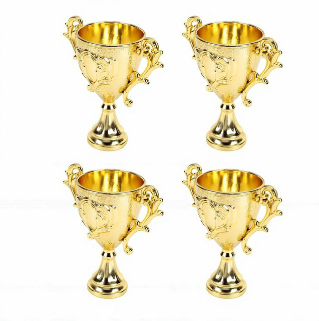 Fishine 4er Set Goldene Pokaltrophäe aus Kunststoff als dekorativer Lebensmittelbehälter für Süßigkeiten in Beige - Bild 1