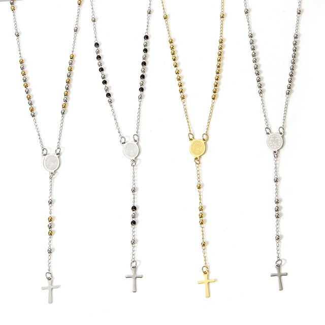 DoreenBeads Halskette Edelstahl, Silber, Kreuz Jungfrau Maria Charms, 53 cm, Unisex - Bild 1