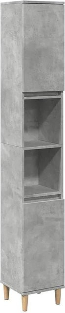 vidaXL Badschrank Betongrau aus Holzwerkstoff und Eukalyptus, B/T/H: 30 x 30 x 190 cm - Bild 1