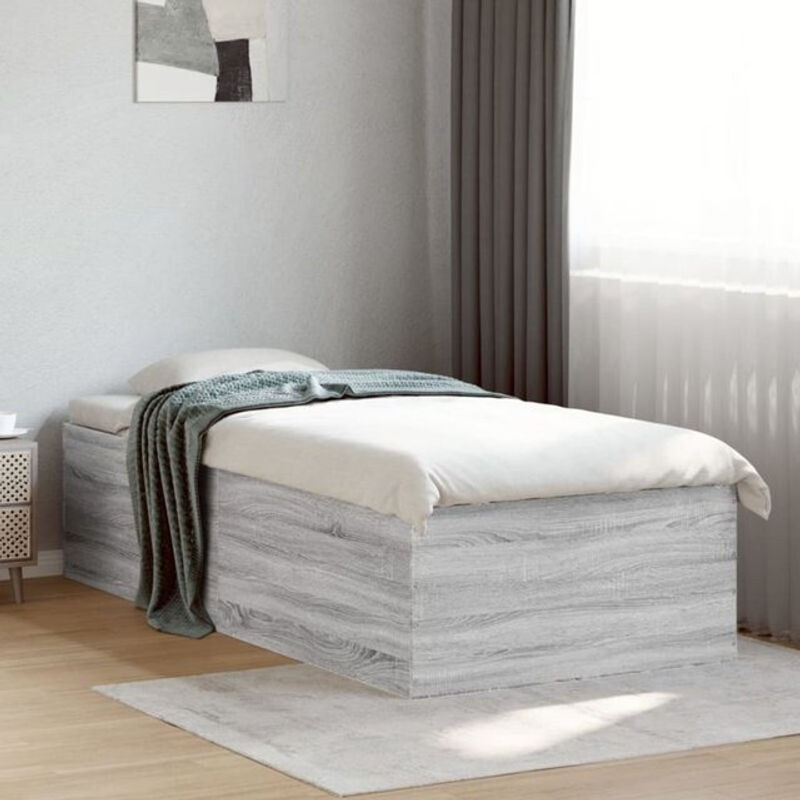 Modernes Einzelbett Vidaxl aus Holzwerkstoff in Grau, B/T/H: 75 x 190 cm - Bild 1