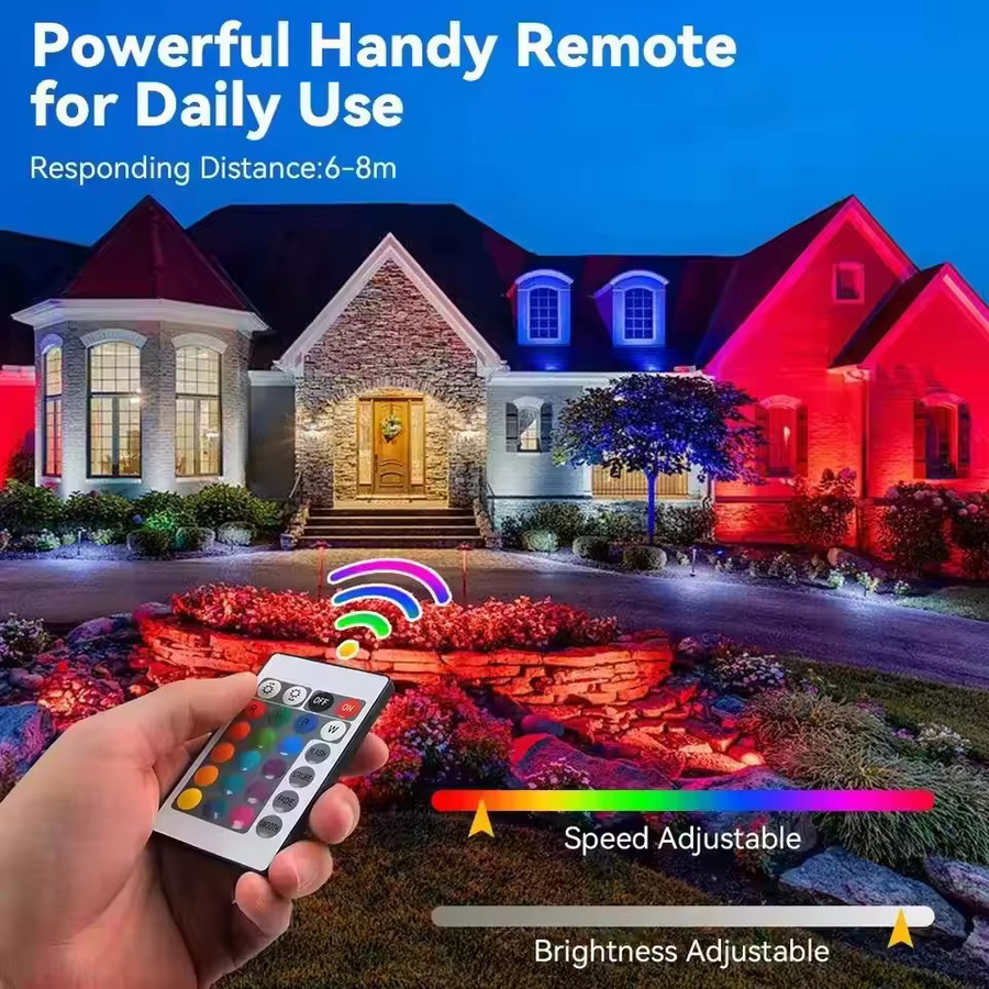 Adiodo RGB-LED-Flutlicht in Schwarz mit Fernbedienung, wasserdichter IP66 Außenstrahler für Garten und Wand zur dekorativen Beleuchtung - Bild 2