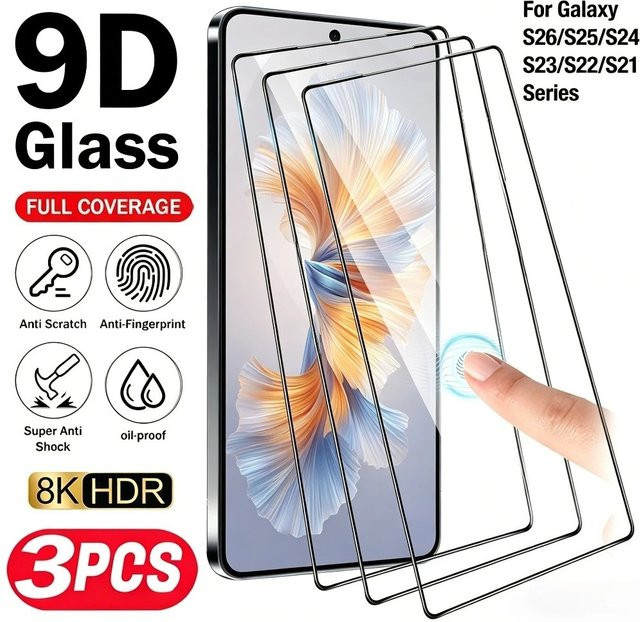 3er-Pack Displayschutzfolie aus ultra-klarem gehärtetem Glas für Samsung Galaxy S26 S25 S24 S23 S22 Ultra Plus FE, 9H Härtegrad, transparent - Bild 1