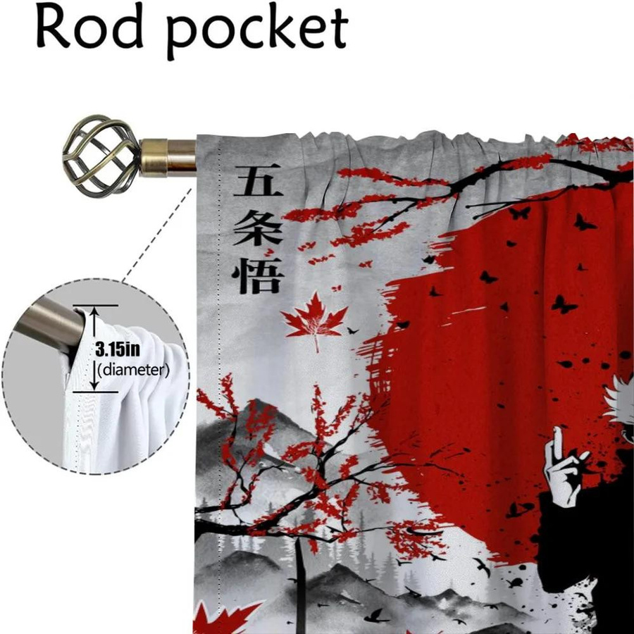 Jujutsu Kaisen Verdunkelungsvorhänge im modernen Stil, 2er-Set, Mehrfarbig, B: 50 cm, H: 70 cm - Bild 2