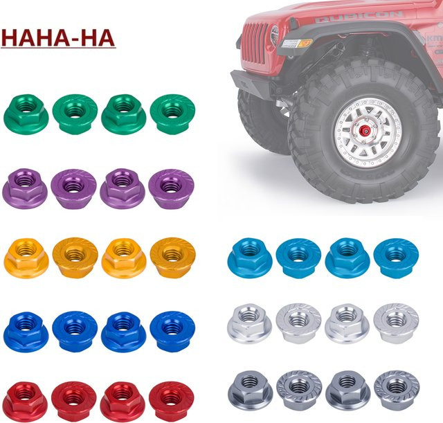 MALOM RC Aluminium M4 Flansch-Radmuttern, mehrfarbig, 8-teiliges Set - Bild 1