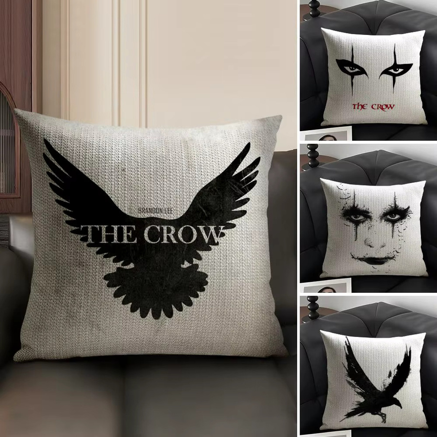 The C-Crow Movie Kissenbezug aus weißem Bio-Leinen mit doppelseitigem Grafikdruck - Bild 2