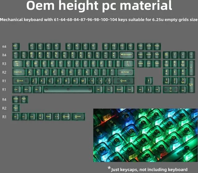 Transparente rote Tastenkappen aus PC im OEM-Profil für mechanische Gaming-Tastaturen (61, 75, 98 Tasten) - Bild 1
