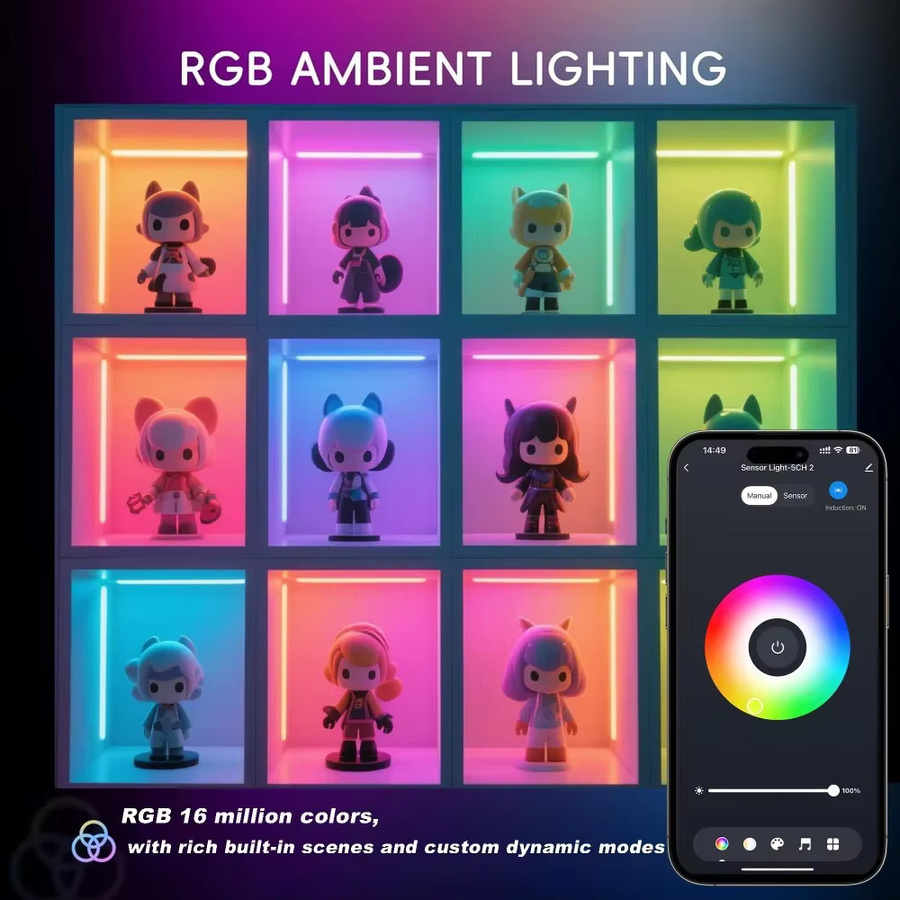 Tuya Wifi RGB CCT COB LED Lichtstreifen mit PIR Bewegungssensor, dimmbar, 24V, Multicolour - Bild 2