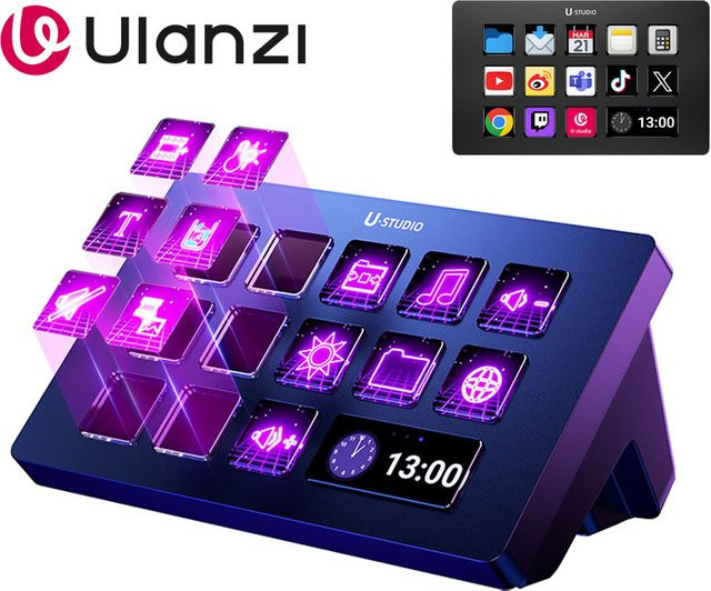 Ulanzi D200 StreamDeck Visuelle Tastatur mit 13 LCD-Tasten in Schwarz für Live-Streaming und Studio-Content-Erstellung auf Mac - Bild 1