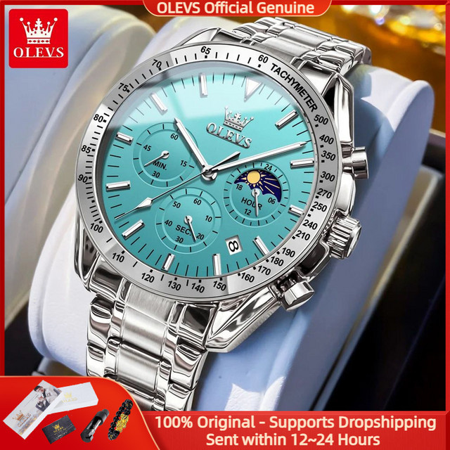 Olevs Chronograph, Edelstahl, Gold, Herren - Bild 1