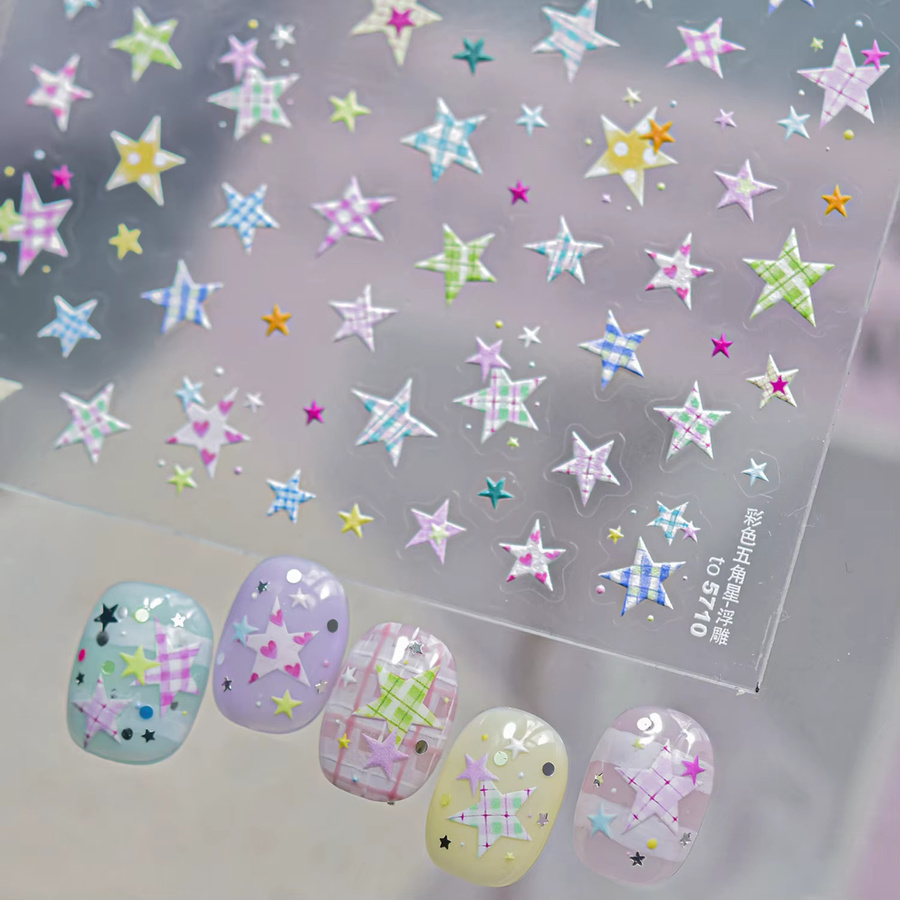 NAILFYOU Nagelaufkleber Stern und Herz, Glänzend, Damen - Bild 2