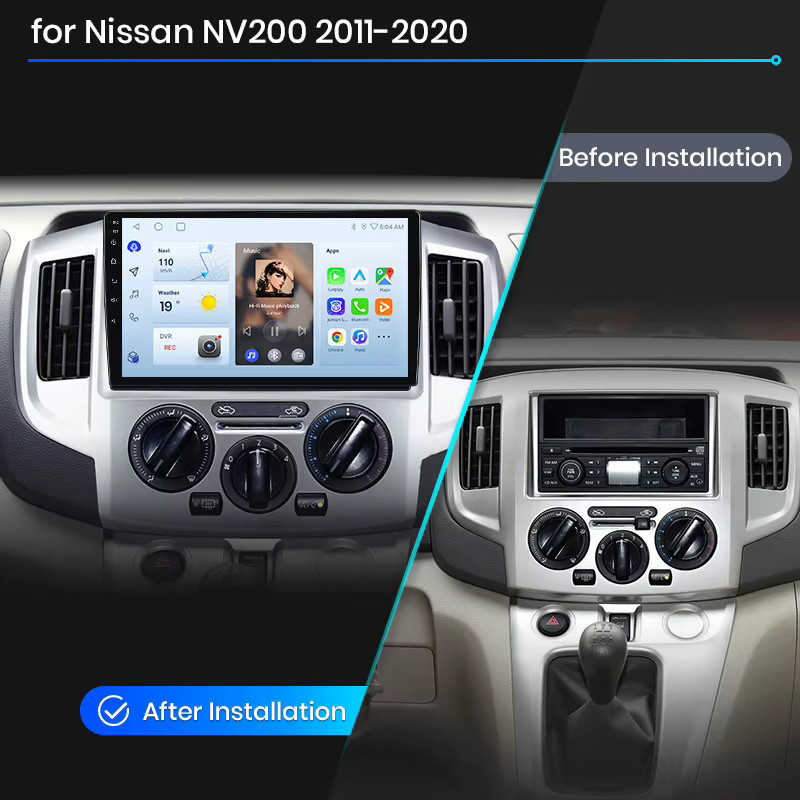 Junsun Wireless CarPlay Android Auto Autoradio für Nissan NV200 / Evalia (M20) 2009-2021 in Schwarz mit GPS, WiFi, Bluetooth und IPS-Touchscreen - Bild 2