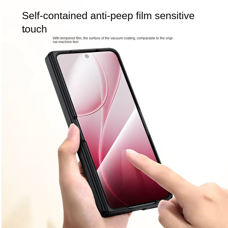 Handyhülle für Huawei Honor Magic V6 mit integriertem Ständer und HD-Folie, Ölsprühverfahren, Schwarz oder Rot - Bild 3