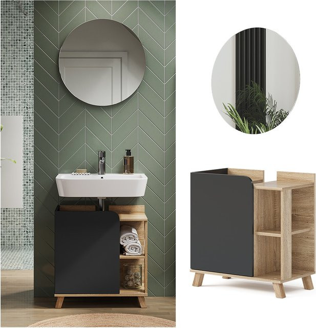 Vicco Badmöbel-Set Karen Sonoma Anthrazit, 2-teilig - Bild 1