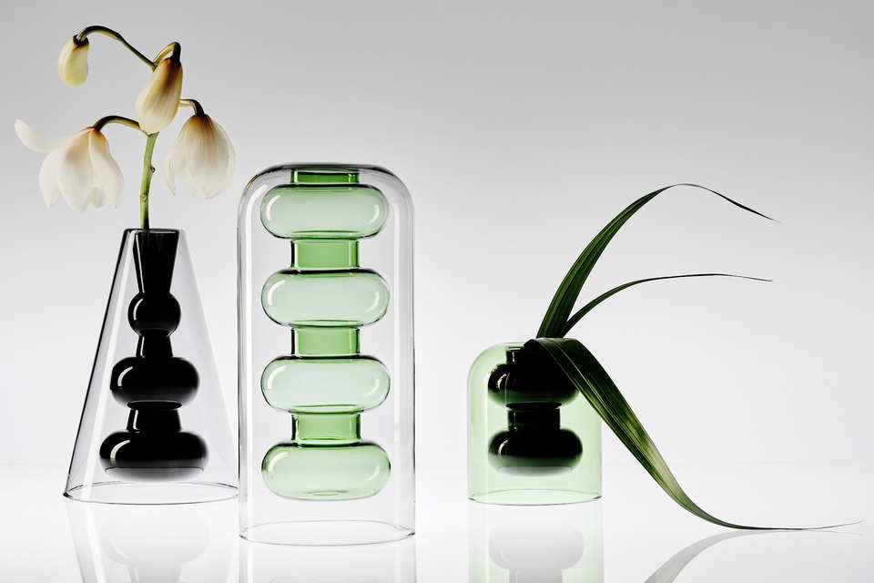 Tom Dixon Bump Vase Short Glas Tischvase in Schwarz und Grün - Bild 3