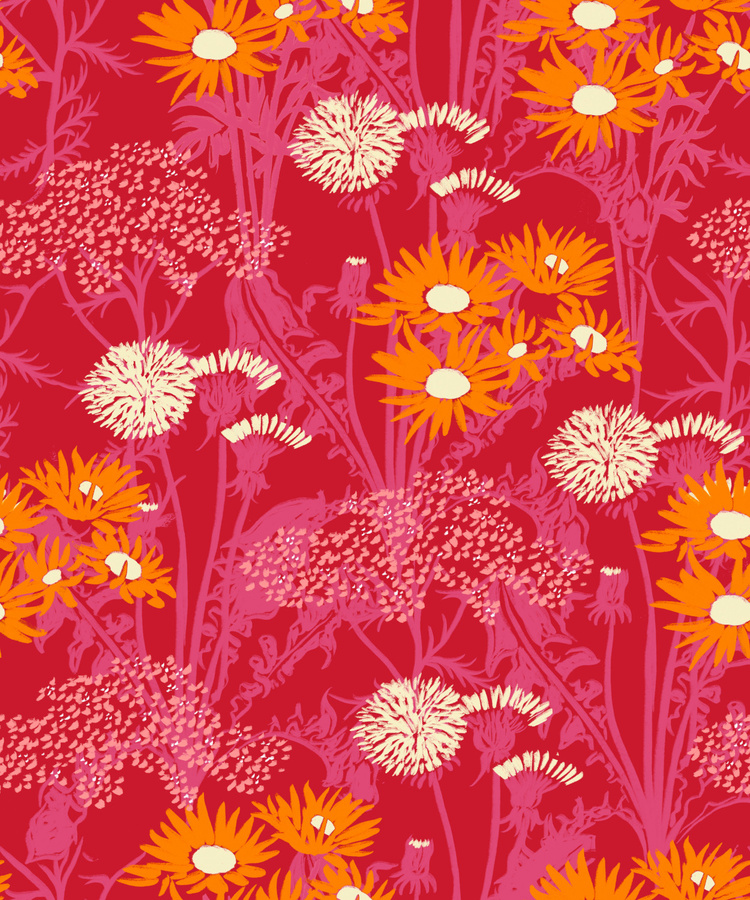 Coordonné Tapete Picnic Floral in Pink und Rot aus Vlies - Bild 1