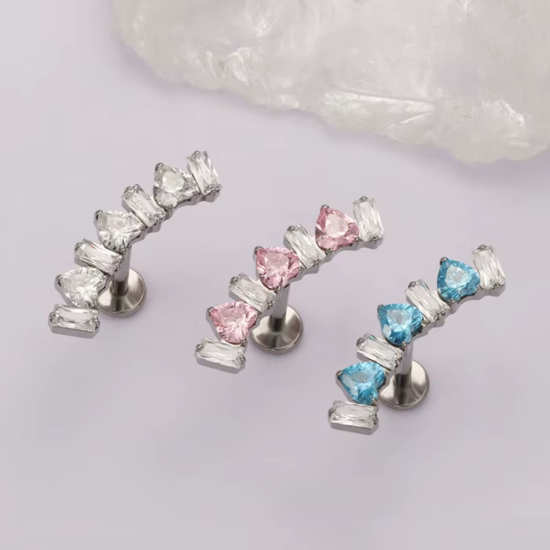 ZOORBODY JEWELRY Labret Piercing, Titan, Zirkonia, Silber, Unisex - Bild 2