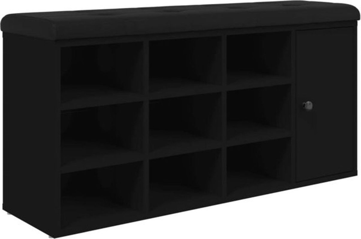Schuhbank Vidaxl in Schwarz aus Holzwerkstoff mit Drehtüren, B/T/H: 102 x 32 x 50 cm - Bild 1