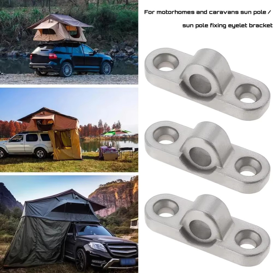6er-Set Edelstahl Wandösen mit Schrauben für Caravan Markisen und Zelte in Silber - Bild 3