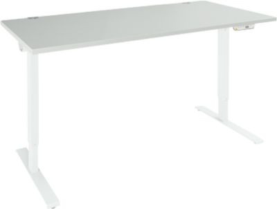 Schäfer Shop Genius Schreibtisch AERO FLEX, elektrisch höhenverstellbarer Schreibtisch mit T-Fuß und Memorypanel, Rechteck, Breite: 120 cm, Farbe: Lichtgrau/Weißalu - Bild 1