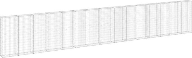 vidaXL Gabionenwand mit Abdeckung aus verzinktem Stahl in Silber, B/T/H: 900 x 30 x 150 cm - Bild 1