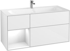 V&B Waschtischunterschrank Finion mit Wandbeleuchtung, Weiß lackiert, B: 119,6 cm, T: 49,8 cm - Bild 1