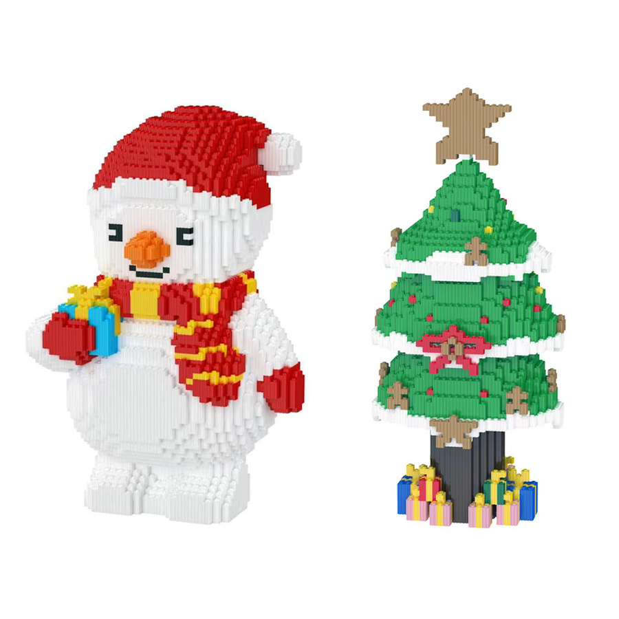 Hot Toys Weihnachtsbaum Hirsch Bär Schneemann Weihnachtsmann, Mikro-Bausteine Modellfigur, 42cm - Bild 3