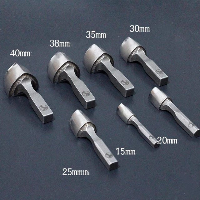 BANGBANG DC53 Stahl V-förmiger Ledergürtel-Endlocher 15-40mm Professionelles Trimmwerkzeug für Lederhandwerk und Uhrenarmbänder in Silber - Bild 1