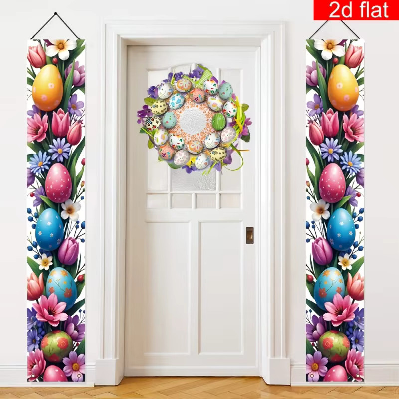 VIKAMA1 Oster-Blumenei Türkuplett mit floralem Design in Multicolour zur festlichen Dekoration für deine Haustür oder den Schlafzimmereingang - Bild 5