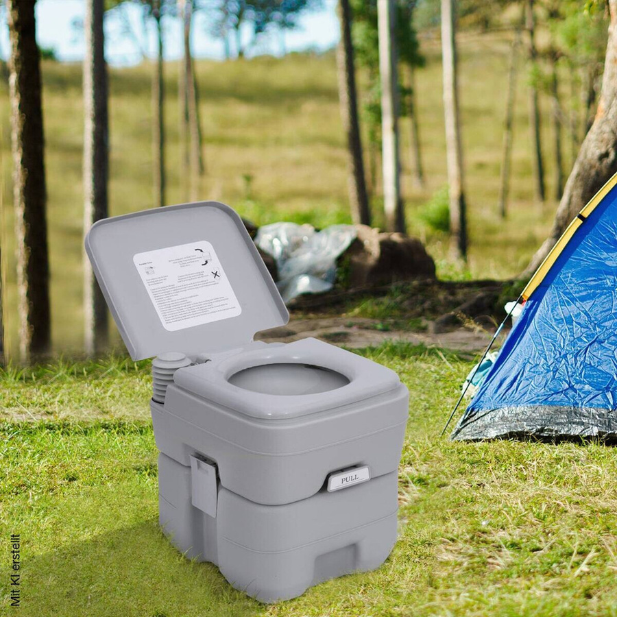 Outsunny Campingtoilette in Grau, B/H/T: 41 x 42,5 x 35,5 cm - Bild 2
