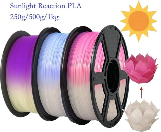 3D Maliang UV-reaktives PLA-Filament 1,75 mm für FDM-3D-Drucker, Farbwechsel von Weiß zu Blau, Rosa und Lila - Bild 1