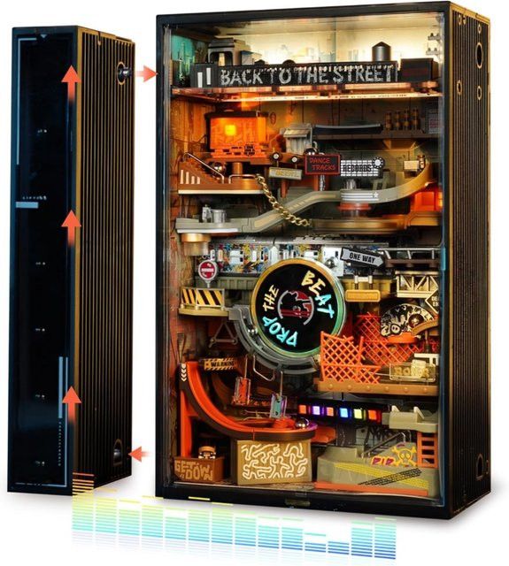 Robotime Rokr Marble Run Modellbausatz Parallel World MR03S Hip-Hop Street Gaming Schreibtischdekoration für Erwachsene mit 134 Teilen - Bild 1
