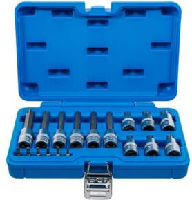 BGS Bit-Einsatz-Satz 18-teilig in Blau mit T-Profil TX und Bohrung für 6,3 mm 1/4 Zoll und 12,5 mm 1/2 Zoll Innenvierkant - Bild 1