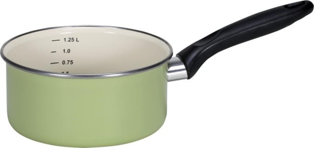 Emaille-Stieltopf JUIST in Grün mit Chromrand, Durchmesser: 16 cm - Bild 1